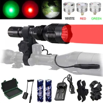VA-802 LED Polnilna Svetilka 400 Dvorišče 3 Svetlobe Barvo (Zelena/Rdeča/Bela) Zunanja Lov Baklo Luči Za 18650 Baterije