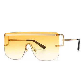 Luksuzni Gradient sončna Očala Ženske 2020 Trendy Letnik blagovne Znamke Enem Kosu sončna Očala Rimless Prevelik Okvir Ženski Odtenki UV400