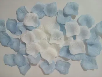 1000pcs 10packs Svetlo modra mešano belo umetno poroka okraski cvetni listi vrtnice cvet konfeti petalos par boda casamento