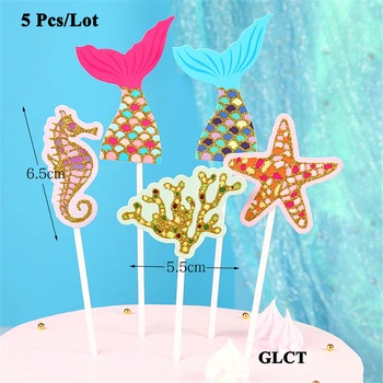 Zvezda morska deklica temo rojstni dekoracijo cupcake toppers prvi rojstni dan dekle stranka dobave happy birthday cake pokrivalo