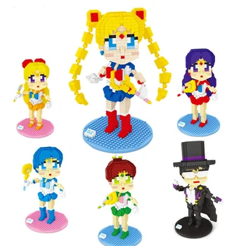 600pcs+ Anime Sailor Moon Diamond Gradnik Chiba Mamoru Makoto Kino Hino Rei Slika Modela Blok Igrače Z Mirco Opeke
