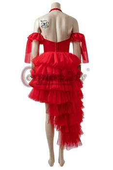 Cosplaydiy Samomor Harley cosplay Rdečo obleko Dekle večplastna obleko Quinn Kostum Halloween Party obleke po Meri