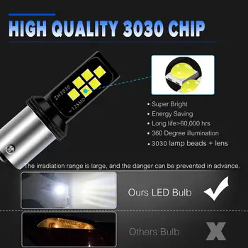 2Pcs 1156 Ba15s 7440 T20 1156 BAU15D LED Žarnice, Brez Hyper Flash luči Auto Avto, Vključite Opozorilne luči zavorne dnevnih luči