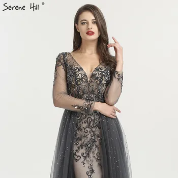 Seksi Dolg Rokav siva Kristalno morska deklica Formalno Večer Stranka Prom Obleke Obleko Libanon Obleke Abendkleider BLA6571