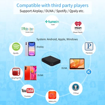 Brezžični Wifi Avdio Sprejemnik DLNA Airplay Glasbe Prejeli Adapter za iOS in Android tradicionalnih Hi-fi Zvočniki Spotify WR320