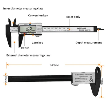 Digitalno kljunasto merilo 6 inch Elektronski Vernier Kaliper nerjavno jeklo 150 mm Čeljusti Digitalni Mikrometer Vladar Merjenje Orodje 150mm