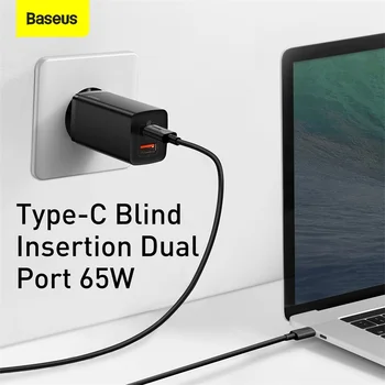 Baseus 65W GaN USB Tip C Polnilec za Hitro Polnjenje QC 4.0 PD 3.0 Hitro Polnjenje Za iPhone 12 Samsung Xiaomi Macbook Mini USB Polnilec