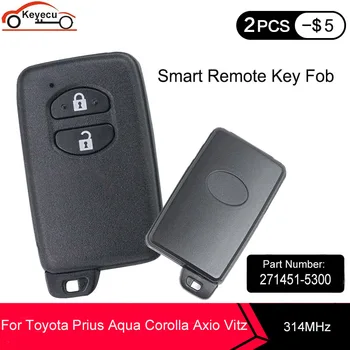 KEYECU Black Smart Remote Key 2 Gumb 314MHz 4D67 Čip za Toyota Prius Aqua Corolla Axio Vitz P/N: 271451-5300
