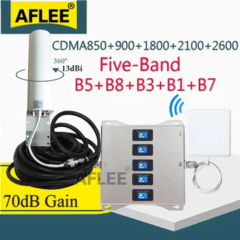 CDMA 850 900 1800 2100 2600mhz Pet-Band Mobilni Telefon Mobilnem Ojačevalnik 4G GSM Repetitorja 2G 3G 4G Mobilni Signal Booster CDMA LTE