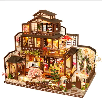 DIY Lutka Hiša Kit Kitajski Slog Arhitekture DIY Japonski Miniaturnega Pohištva Model Doma Dekoracijo Ustvarjalne Igrače, Darila za Rojstni dan