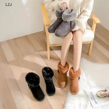 2019 Vroče Prodajo Žensk, Lisica Krzno Sneg Škornji Modni Čevlji za Ženske Visoke Kakovosti Pravega Antilop Zimski Škornji Zapatos De Mujer