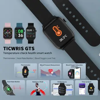 Za TICWRIS GTS 2020 Nove Pametne Watch IP68 Vodotesen Realnem času Telesne Temperature, Spremljanje Zdravja Manšeta Zapestnica Smartwatch