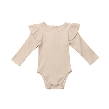 Nove Otroške igralne obleke Novorojenčka Bab, Dekleta, Otroci, Oblačila Long Sleeve Solid Ruffles Romper Jumpsuit Obleke 0-24M
