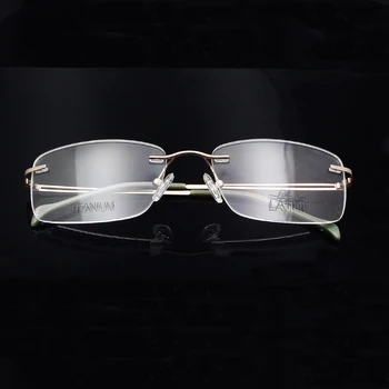 Ultralahkih Titana Očal Okvir Ženske Moški Rimless Očala Za Kratkovidnost Branje Recept Za Očala Kvadratnih Brez Okvirjev Očal