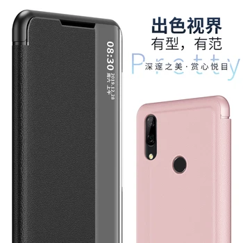 Smart View Primeru Telefon Huawei Honor 9X Pro P Smart Z Y9 Prime 2019 Uživajte 10 Plus Flip Usnja, Hrbtni Pokrovček Honor9X Y9Prime PSmartZ