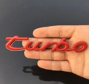 Rdeča Kovinski Turbo T Avto Auto Prtljažnik Zadaj Vrata Prtljažnika Emblemi Značko Nalepke Nalepka S