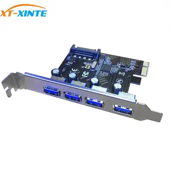 XT-XINTE PCI e Širitev Kartico USB3.0 HUB, Da PCI-E Express Card Adapter 15PIN SATA PCIe Riser Card 4port USB3.0 PCI e express 1x