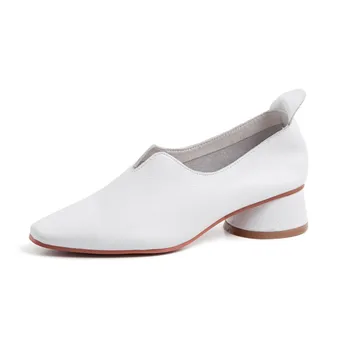 Britanski slog prosti čas okroglo glavo usnje leni čevlji retro mehko dno eno nogo Lok Fu čevlji dekleta beli čevlji enotni športni copati ženske