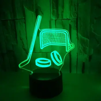 Ice Hockey Stick 3d Lučka na Dotik Stikalo za Daljinski Nadzor 3d Svetlobe Darila Led Nočna Lučka Luminaria De Mesa Usb Led Otroci Lučka