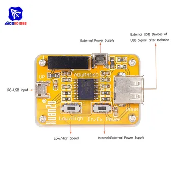 Diymore ADUM4160 USB na USB Izolator Modul Avdio Hrupa Eliminator Industrijske Izolator Protection Board z Akril Primeru