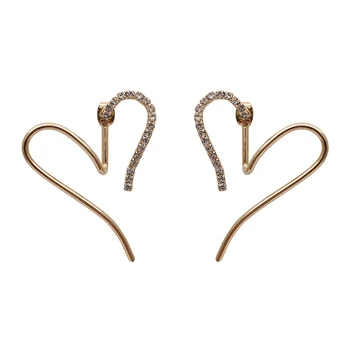 Korejski novo modno oblikovanje nakita, ki nosi kovine v obliki srca baker vdelan cirkon ženski uhani pred in po