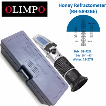 OLMIPO Honey bee Refraktometer beekeeking 58-92% Brix 13-27% vode 38-43% baume medu vlage tester homebrew