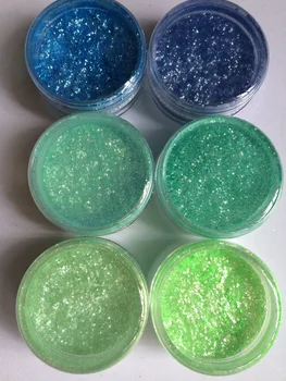 6 Mešane Barve Modra Zelena kozmetični mica pigment v prahu Strokovno Ličila vzorec
