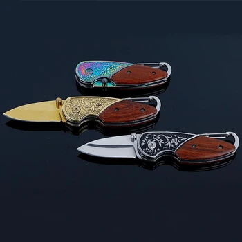 Damask Taktično Folding nož za Kampiranje na Prostem Ključnih Verige Multi-funkcijo Survival Nož Mini Lovski Nož Žepni Noži Darilo