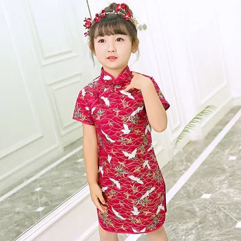 Baby Dekle Qipao Obleko Otroci, Dekleta Obleke Oblačila 2 4 6 8 10 12 14 16 Leto Moda Otroci Tradicionalno Kitajsko Obleko