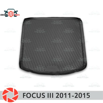 Prtljažnik mat za Ford Focus 3 za obdobje 2011-trunk mat talne preproge ne zdrsne poliuretan umazanijo zaščito notranjosti debla avto styling
