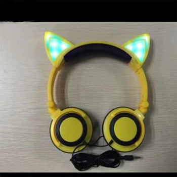 Nove otroške risanke mačka ušesa, glavo-vgrajena svetlobna zložljive mobilne glasbe, slušalke