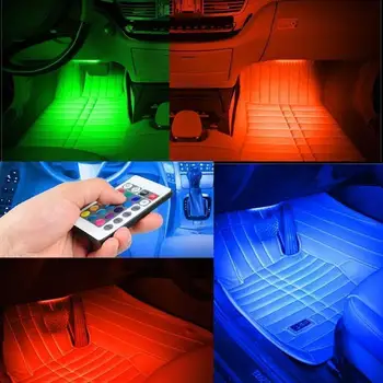 9 LED Vzdušje Luči Z Oddaljeno Več Barvnih Led Luči Za Avto Notranje Svetlobe Vzdušje, Neon, Luči Trakovi Brezžični IR Daljinski