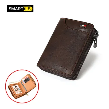 Smart LB majhne moške denarnice kratke moške denarnice pravega usnja ziper torbi za moškega kovanec torbici