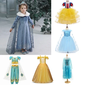 Dekleta Stranka Obleko Zamrznjene Elsa Otrok Princesa Kostume Otroci Obleko Princese Disney Obleke, Ana Snow Queen Tiskanja Rojstni Dan