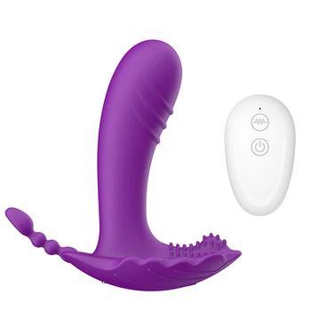 Metulj, Dildo, Vibrator G-spot Massager Klitoris Stimulator z Brezžičnim Daljinskim 10 Načini Vagina Analni Seks Igrača za Ženske