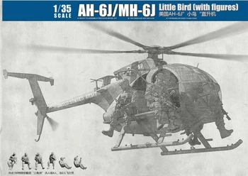 1/35 Obsega Kitty Hawk KH50004 AH-6J/MH-6J ptiček (S številkami) Plastični Model Stavba Kit
