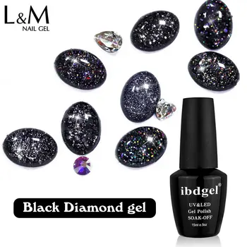 Cel komplet Black Diamond Barvni Gel za Nohte, ibdgel 9 kos Shinning Black Šimrom UV Lak Gellak Gel za Nohte Dolgotrajno