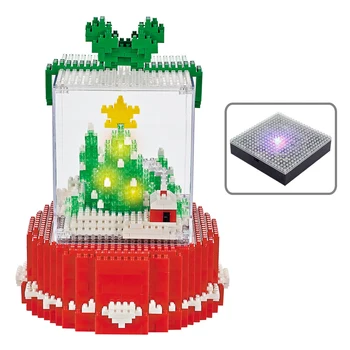 Vroče Lepining ustvarjalci klasične Počitnice Božično drevo prikaz polje svetlobe Darilo model mini micro diamond bloki, opeke igrače za darilo