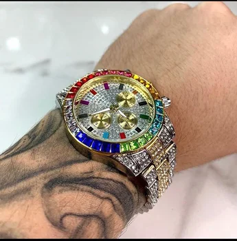 Edinstven Watch Moških Luksuzne blagovne Znamke Trending Mens koledar Rose Zlato uro Quartz Ura Kronograf Diamond Jekla Ledeni Iz Watch 2020