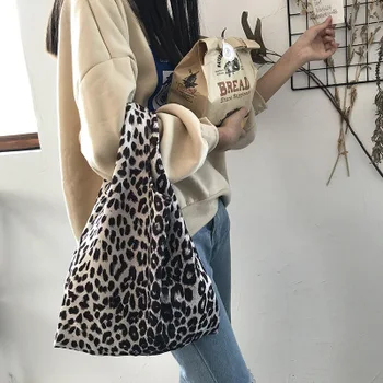 Čisto Nov leopard natisniti moda dame rami plaže vrečko bombaž, velike zmogljivosti, tote vrečko dekleta krat potovanja nakupovalne torbe dekleta
