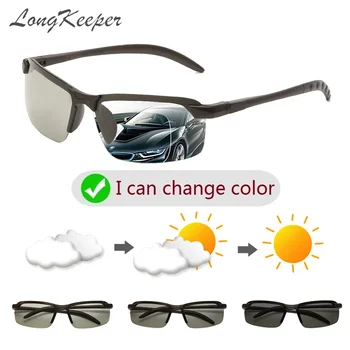 LongKeeper Photochromic Polarizirana sončna Očala Moških 2020 Rimless Discolorate Očala Proti Bleščanju UV400 Vožnje Očala oculos de sol