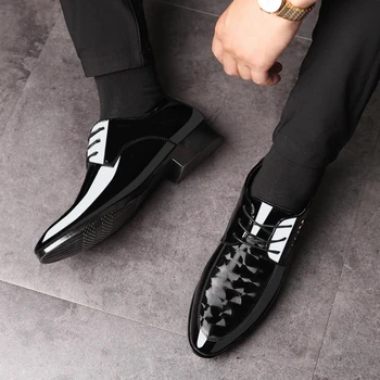 Obleko poročni čevlji moški formalno italijanski lakastega usnja čevlji za moške coiffeur elegantni čevlji moški klasični zapatos hombre bona