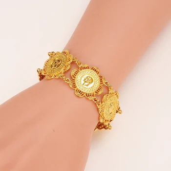 17.5 cm+5.5 cm Denar Kovanec zlato Zapestnico Islamskih Islamski Arabski Kovancev Zapestnica za Ženske, Moške Arabsko Državo na Bližnjem vzhodu, Nakit